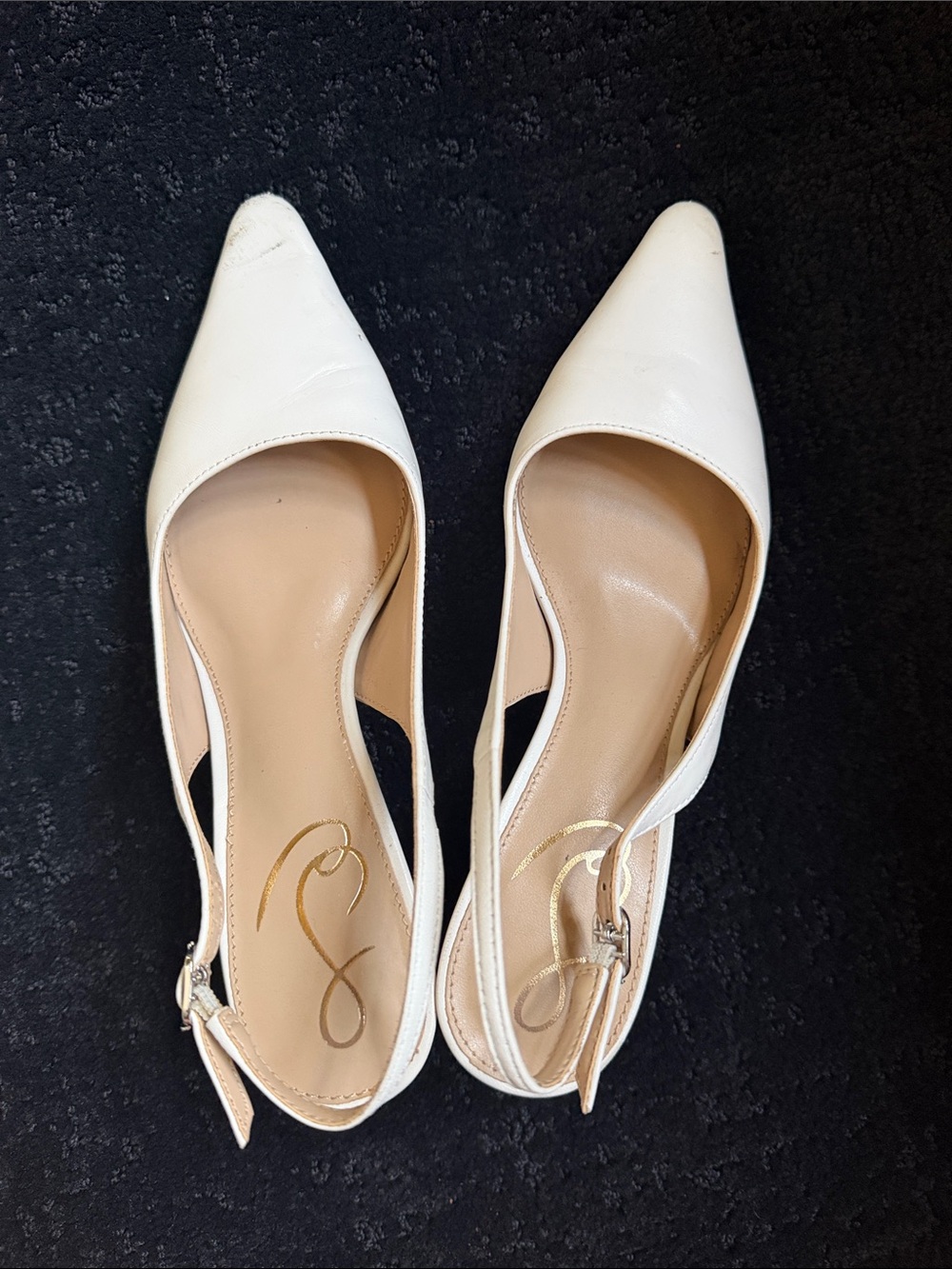 Sam Edelman White Pointed Slingback Heels